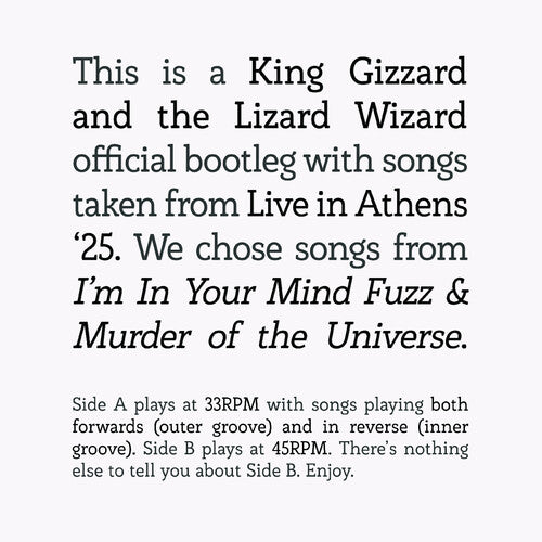 King Gizzard & The Lizard Wizard - I'm In Your Mind Fuzz / Murder Of The Universe Live In Athens '25 LP