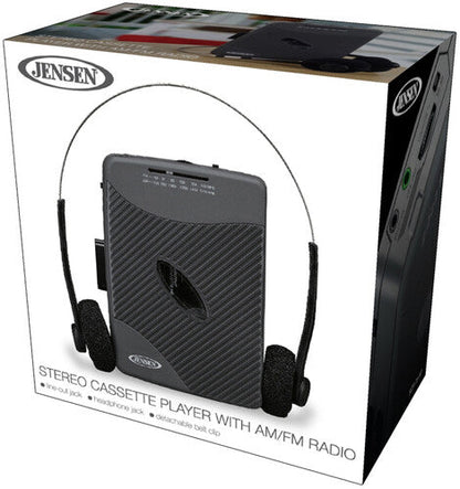 Jensen SCR-75-HP Classic Personal Cassette Player with AM FM Radio (Black)