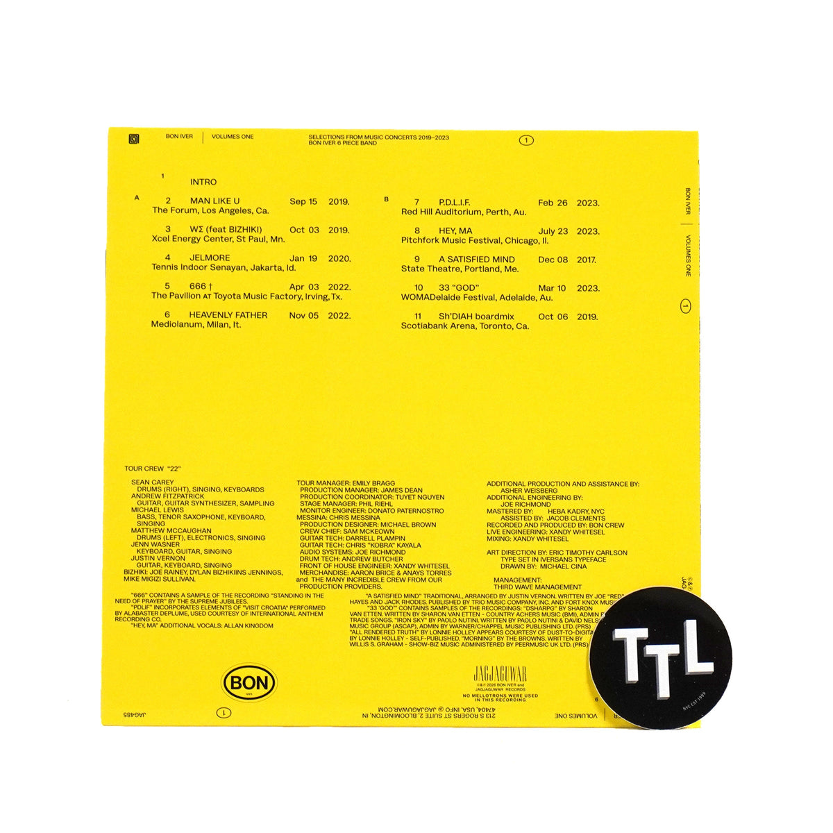 Bon Iver: Volumes One - Selections From Music Concerts 2019-2023 Bon Iver 6 Piece Band {Vinyl LP}