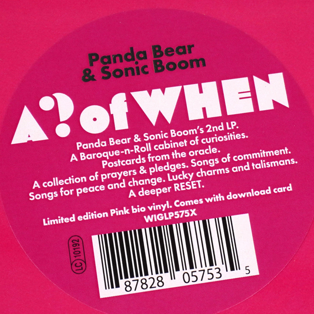 Panda Bear & Sonic Boom: A ? of WHEN (Indie Exclusive Colored Vinyl) {Vinyl LP}
