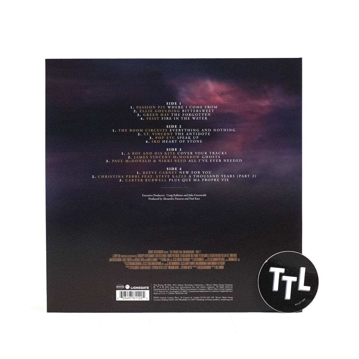 Twilight: The Twilight Saga Breaking Dawn Pt.2 Soundtrack Vinyl 2LP